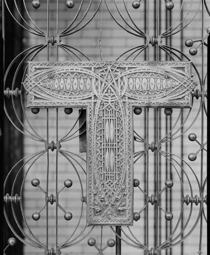 remarkably rare and highly sought after authentic interior louis sullivan-designed chicago stock exchange building elevator grille stamped copper t-plate