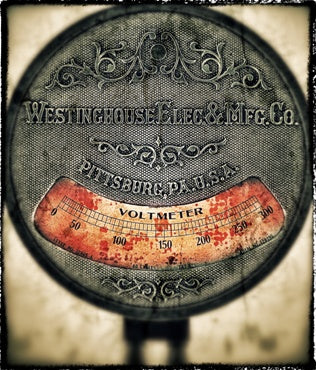 rare early 20th century american antique industrial new york city subway flush mount substation cast iron encased analog voltmeter