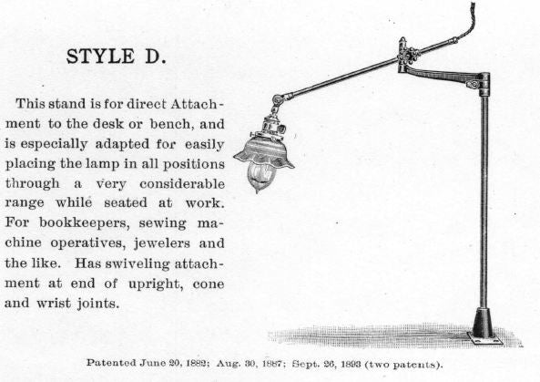 completely refinished intact early 20th century antique american industrial o.c. white wall or desk mount steel and iron articulating machinist lamp with swinging bracket