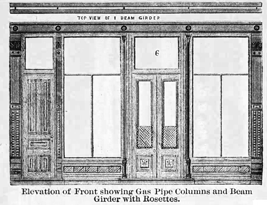 original and remarkably intact single 19th century square-shaped ornamental salvaged chicago antique cast iron building facade mullion endcap with a deep relief palmette design relief