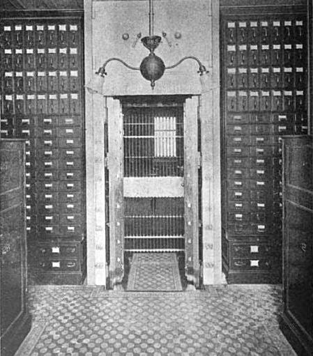 rare early 20th century city of chicago courthouse public record "fireproof" steel filing cabinet with yellow brass handles and placard holders