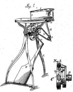 repurposed late 19th century three-legged cast iron foot-powered scroll saw machine base with original birch wood tabletop