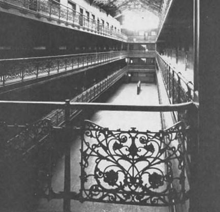 historically important c. 1891-92 original double-sided salvaged chicago ornamental cast iron mecca apartment building interior atrium balcony railing baluster panel