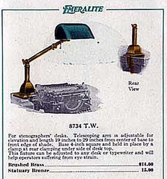 original early 20th century antique american model "8734 t w" telescoping cased glass emeralite shade desk or table lamp