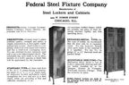 rare c. 1912 original and intact "expanded metal type" steam engine assembly plant three-unit freestanding locker