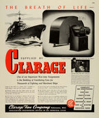 original c. 1920's heavy gauge stamped brass surface mount clarage fan company blower unit manufacturer's and/or specifications plaque