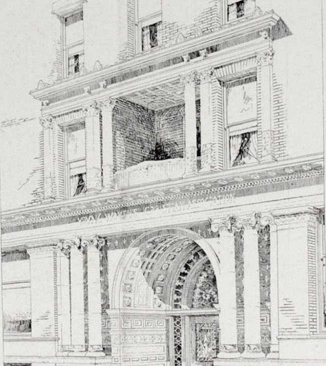 john m. van osdel ii-designed ornamental cast iron interior ywca building monogrammed elevator plaque