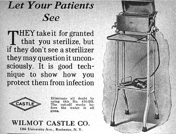 repurposed antique ameircan depression era c. 1930's medical "castle" small instrument sterilizer stand side table with newly added cherry wood shelves