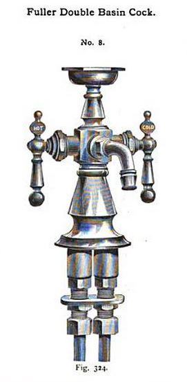 all original late 19th century basin tap bathroom or lavatory double cock "hot" and "cold" faucets handles comprised of cast brass with diminutive dish and circular rosettes