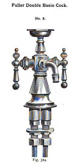 rare nickel-plated salvaged chicago  late 19th century basin tap bathroom or lavatory double cock "hot" and "cold" faucets handles comprised of cast brass with diminutive dish and circular rosettes