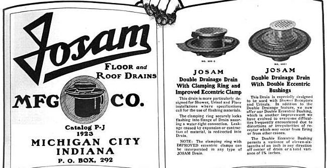 c. 1920's american vintage industrial dome-shaped cast iron "josam" chicago commercial building roof drain