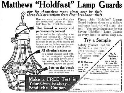 hard to find early 20th century vintage american industrial patented "holdfast" galvanized steel wire lamp guard