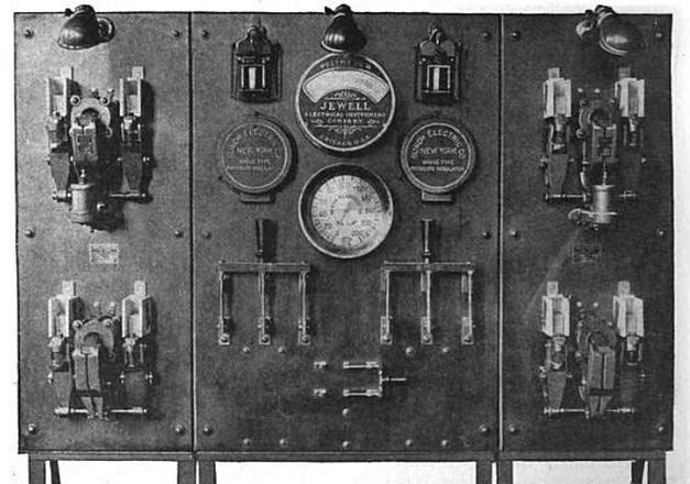 museum quality original and completely intact type d "generator 1" beveled and etched glass encased sangamo watthour meter from commercial building switchboard
