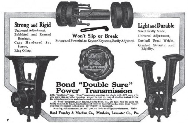 matching set of original early 20th century heavily reinforced cast iron ceiling-mount factory machine shop line shaft pulley brackets with a uniform brushed metal finish