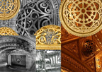 limited edition faithfully recreated gold enameled louis h sullivan-designed cast plaster auditorium theater proscenium vault perforated dome