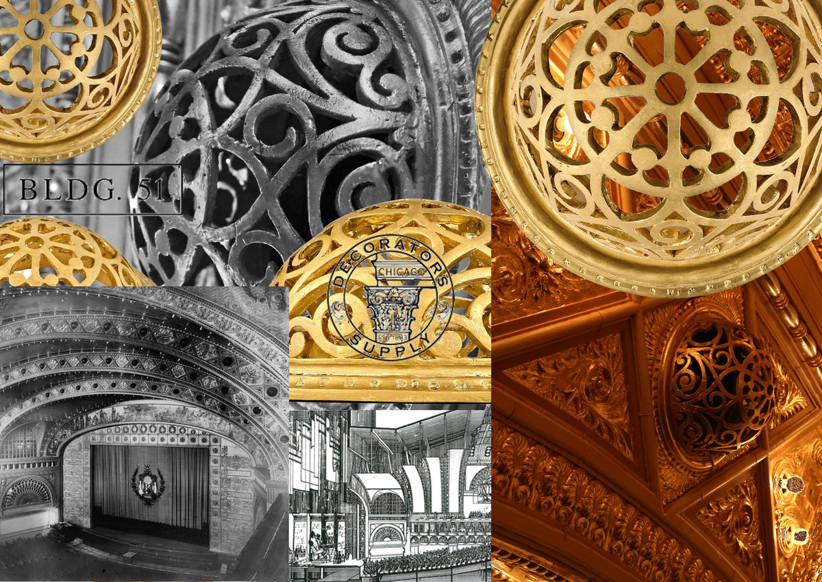 exceptional full-scale reinforced cast ornamental plaster interior limited edition auditorium theater proscenium ventilation dome cast directly from an original