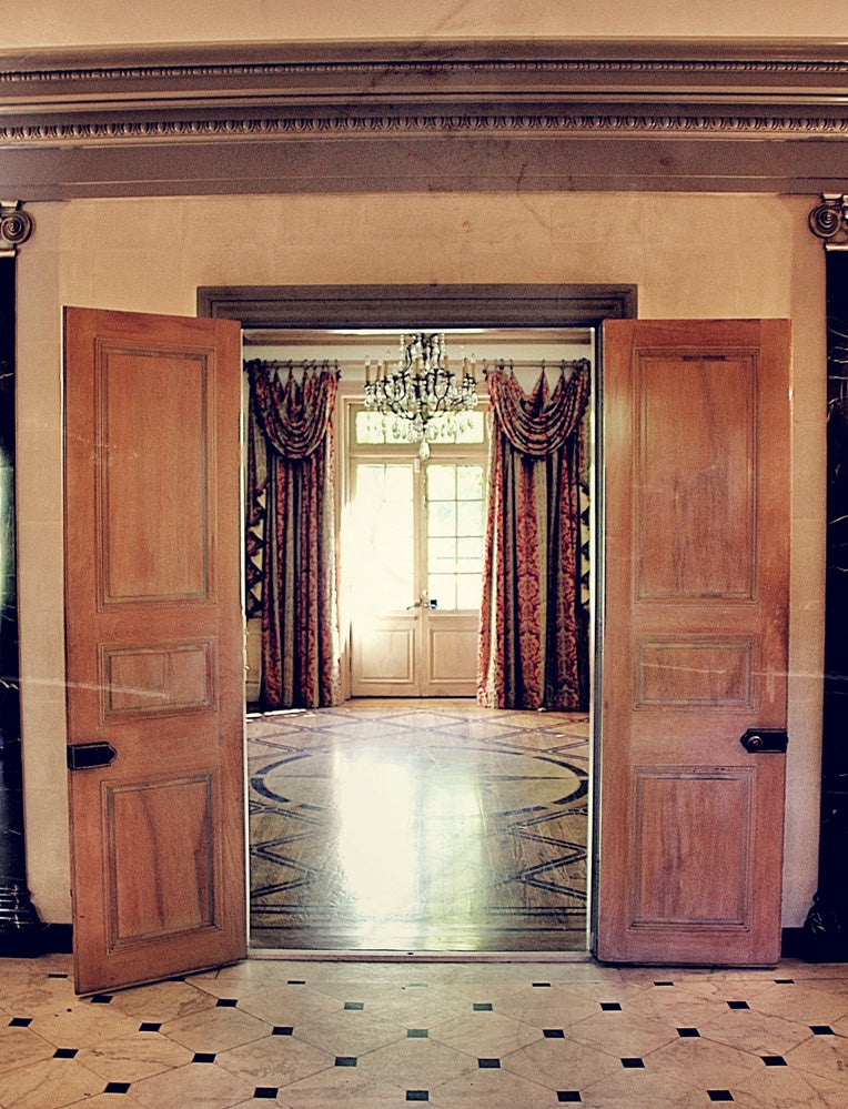 two matching original c. 1929 american allen loeb residence maple wood raised panel vestibule double doors with lightly stained finish