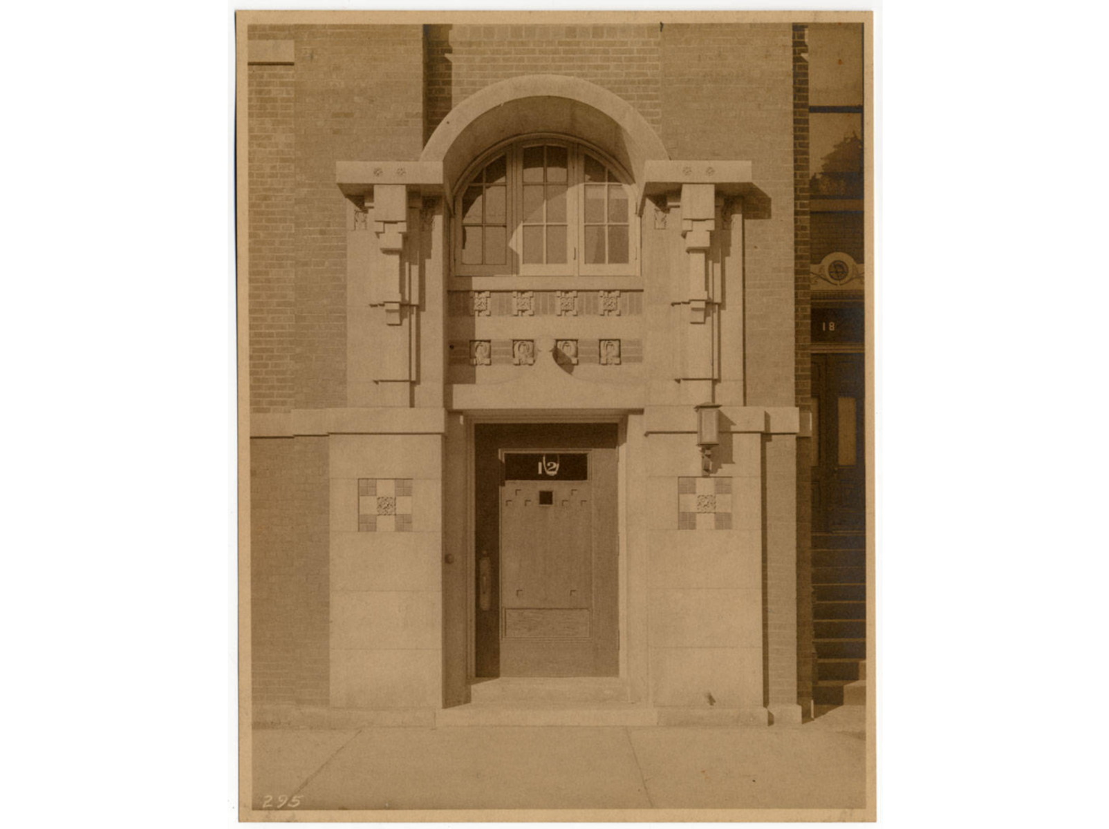 original carved bedford limestone exterior rosette designed by irving k. pond for the home for self-supporting women (1908)