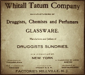 original american vintage industrial cylindrical-shaped clear glass chicago university research laboratory reagent bottles with sloping shoulders and ground glass stoppers