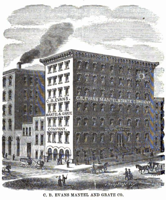 original 19th century antique american salvaged chicago marbleized slate fireplace mantel with lightly incised design motifs accentuated with gold leaf