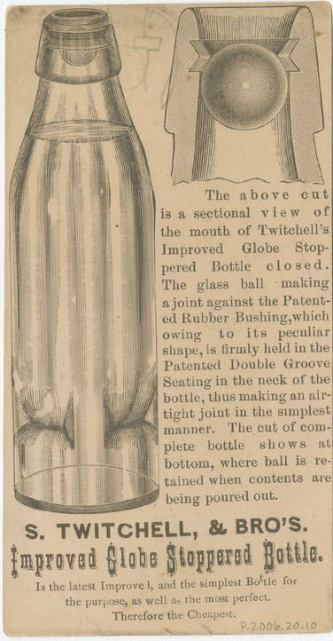 original civil war-era american antique privy-dug c. 1860's emerald green glass twitchell soda or mineral water bottle with sand pontiled base
