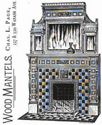 original extraordinary 19th century american hand-crafted david c. cook mansion cherry wood fireplace mantel featuring segmented beveled mirror hinged door cabinets