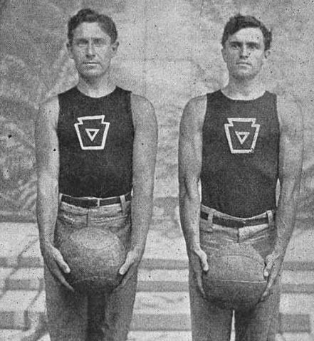 original nicely worn early 20th century stitched and laced leather covered weighted gymnasium medicine ball