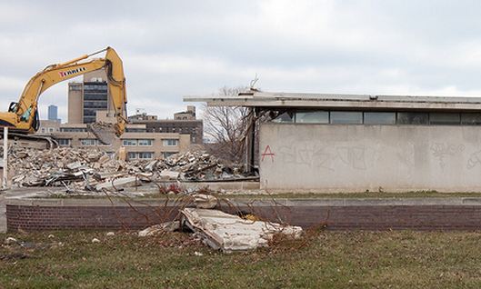 largely intact c. 1950's varnished birch wood michael reese hospital "room c" serum center laboratory door with clear glass portal