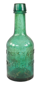 mid-nineteenth century privy dug emerald green porter style smooth base bottle manufactured for edward duffy & sons in philadelphia, pa.