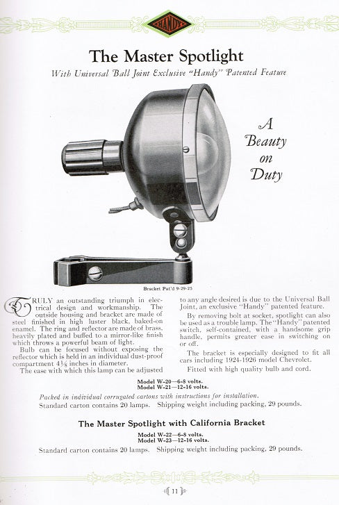highly sought after and collectible c. 1920's all original "automotive electric lighting equipment" handy products catalog no. 14