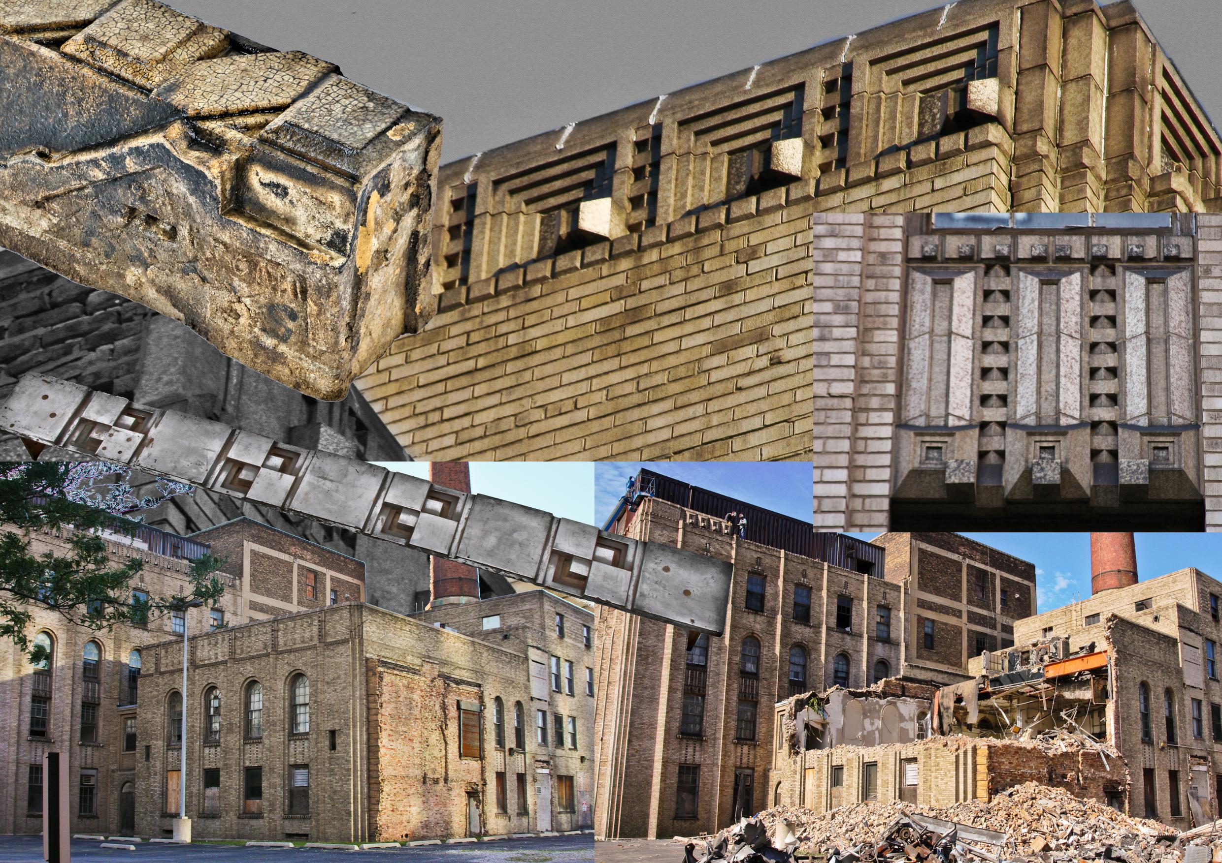 all original late 1920's nickel-plated cast bronze "wrightesque" eye and ear infirmary door header designed by the architctural firm of hammond and martin