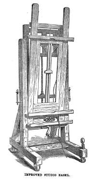 remarkably rare late 19th century h-frame adjustable height oak wood studio easel