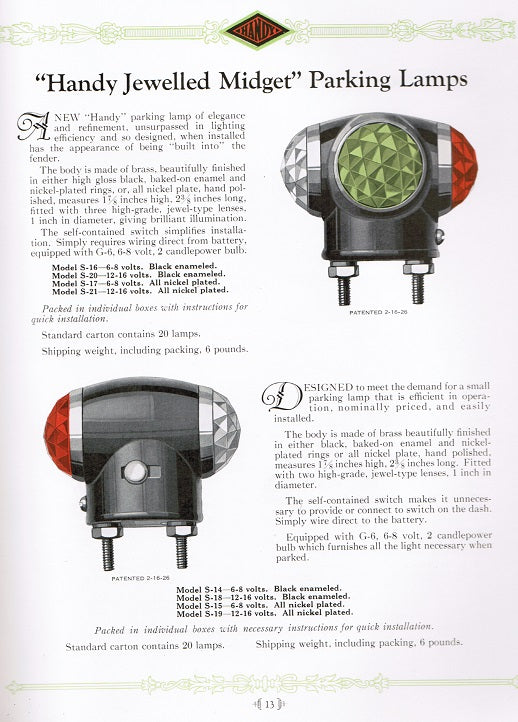 highly sought after and collectible c. 1920's all original "automotive electric lighting equipment" handy products catalog no. 14