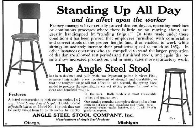 all-welded joint reinforced heavy gauge angled steel american industrial machinist shop stool with refinished solid maple wood seat