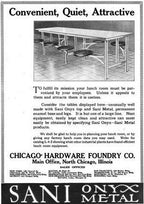 original early 20th century american industrial fully refinished brushed metal four swing-out seat salvaged chicago factory lunchroom "sani" cafeteria or lunchroom table with pine wood top