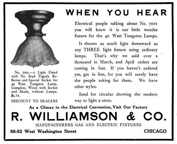 rare and highly sought after nicely aged oversized c. 1905-1910 interior chicago dry goods store 4-arm tubular brass ceiling fixture with original canopy and mica sockets