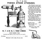 c. 19th century all original and intact antique american medical "phenix" steam atomizer with glassware, instructions and hinged hardwood box