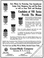 hard to find all original c. 1915-18 antique american industrial "vh-series" single crouse-hinds pendant explosion or vapor-proof light fixture with "sun-purple" glass globe or bulb guard