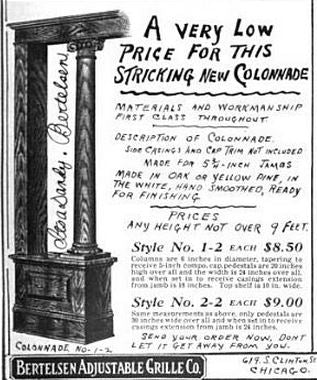 late 19th century original and largely intact solid varnished mahogany wood fluted and tapered freestanding residential columns with gesso ornament