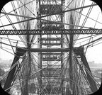 single-sided exceptionally rare 19th century elongated oval-shaped cast iron and pine wood world's columbian exposition ferris wheel mobile construction office "foreman" sign