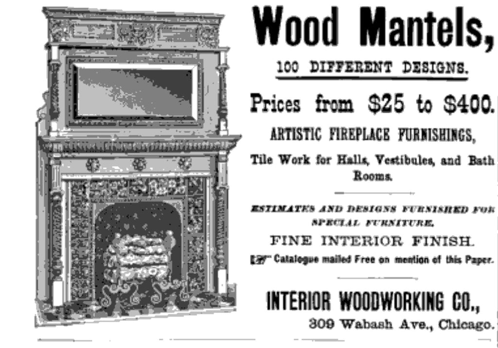incredibly well-built and heavily reinforced solid oak wood salvaged chicago 19th century fireplace mantel with original beveled edged mirror