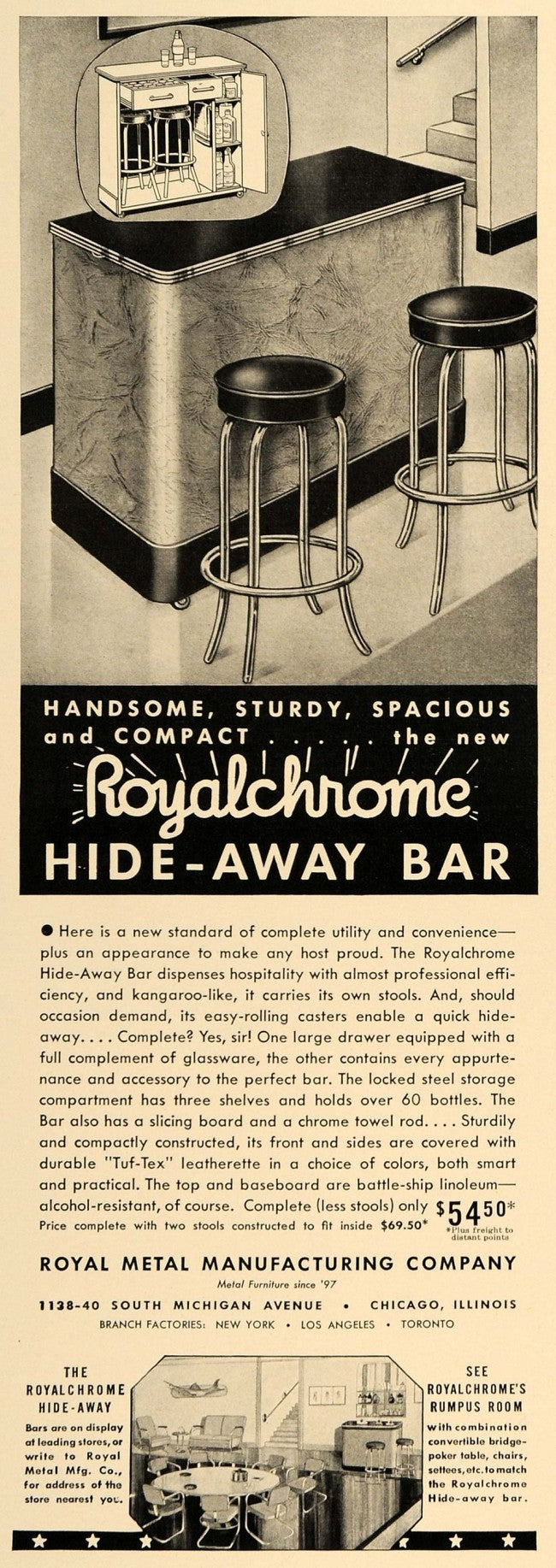c. 1930's original four-legged stationary american art deco style bent tubular steel stationary bar stool with chrome plated finish