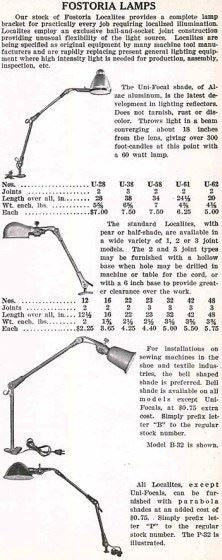 largely intact refinished american c. 1940's vintage industrial all-metal triple-jointed fostoria "localite" task lamp