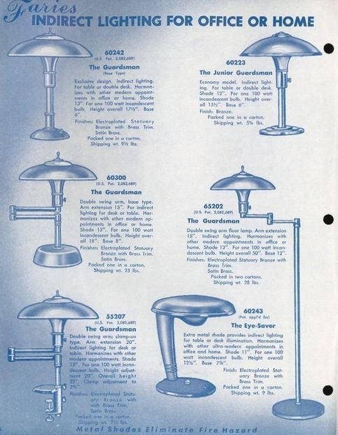 late 1940's american vintage art deco style machine age swing-out arm faries table or desk lamp with original metal shade
