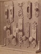 all original and nicely aged late 19th century ornamental cast bronze lasar mansion interior pocket door backplates