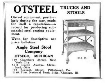 unusual c. 1911-15 original american antique industrial riveted and welded joint angled iron factory office side chair with flared feet