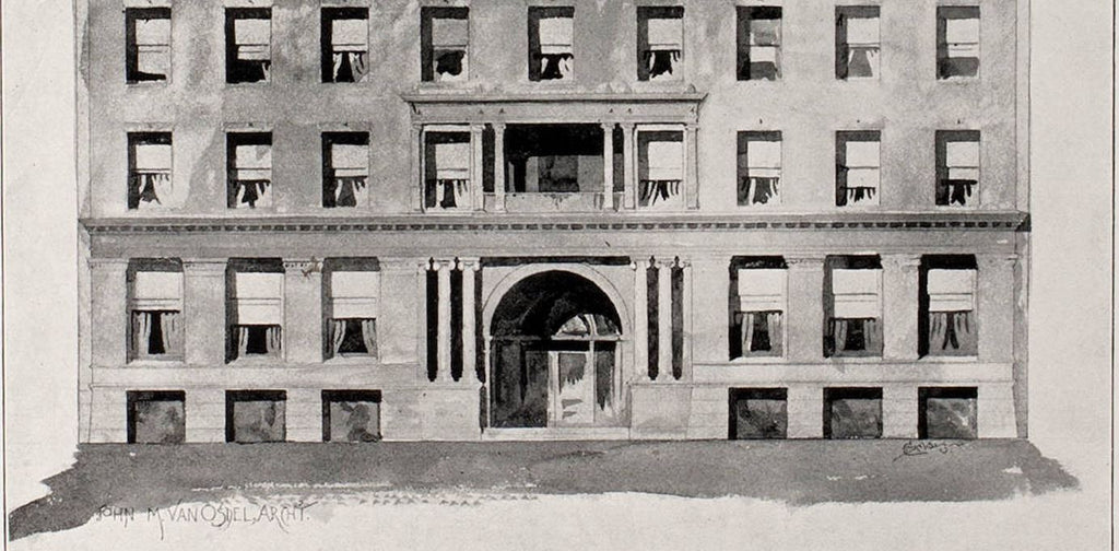 original historically-important late 19th century refinished ornamental cast iron interior ywca hotel rear staircase baluster with intricate leafage and bellflowers