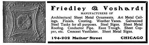 original early 20th century "sullivanesque" stamped tin ceiling panel executed by friedley-voshardt
