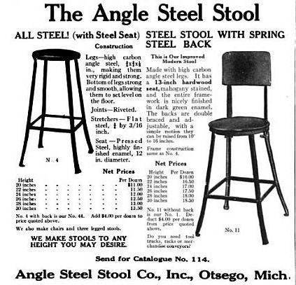 c. 1920's american industrial adjustable height heavy gauge brushed steel factory machinist stool with original seat and backrest