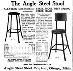 c. 1920's american industrial adjustable height heavy gauge brushed steel factory machinist stool with original seat and backrest